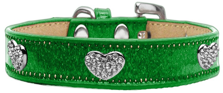 Crystal Heart Dog Collar Emerald Green Ice Cream Size 20